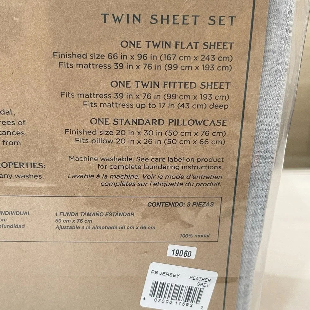 Pure Beech Modal Jersey Knit Twin Sheet Set Grey Soft HTF Discontinued NIP